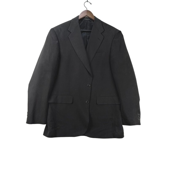 Boca Classics Black 100% Silk Blazer Jacket Mens Size 42L Two Button - Picture 1 of 8